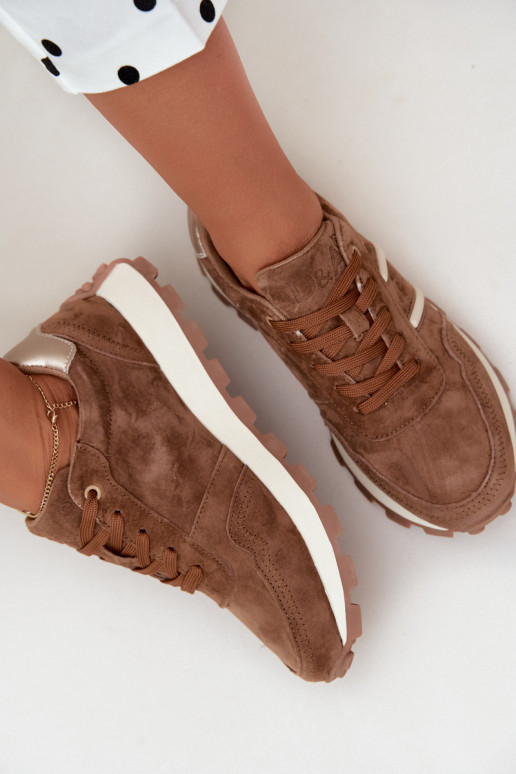 sneakers in suede sintetico D&A LR62-7101 in marrone