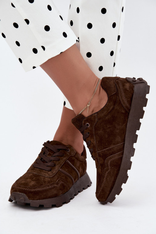 sneakers in suede sintetico D&A LR62-7101 in marrone