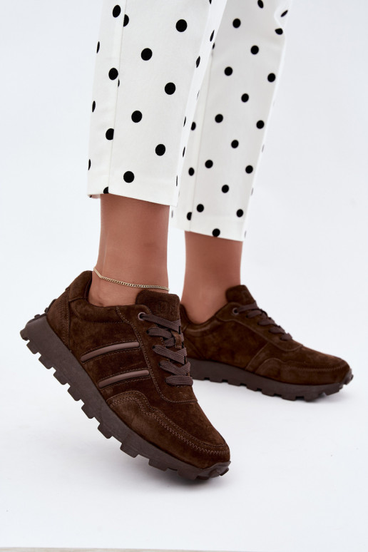 sneakers in suede sintetico D&A LR62-7101 in marrone