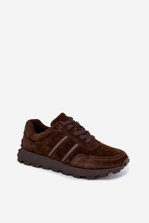 sneakers in suede sintetico D&A LR62-7101 in marrone