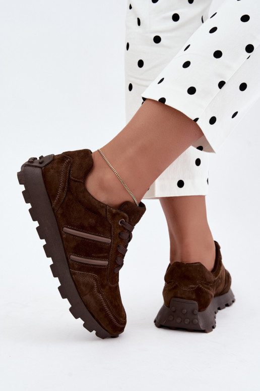 sneakers in suede sintetico D&A LR62-7101 in marrone