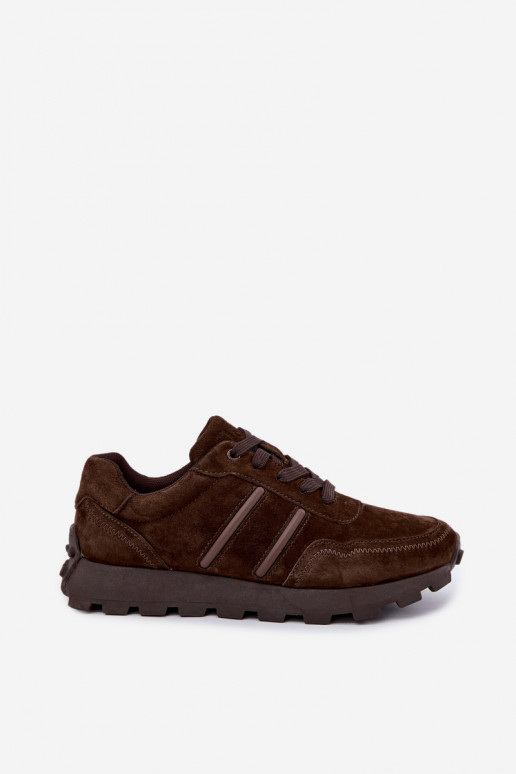 sneakers in suede sintetico D&A LR62-7101 in marrone