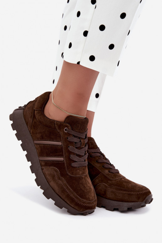 sneakers in suede sintetico D&A LR62-7101 in marrone
