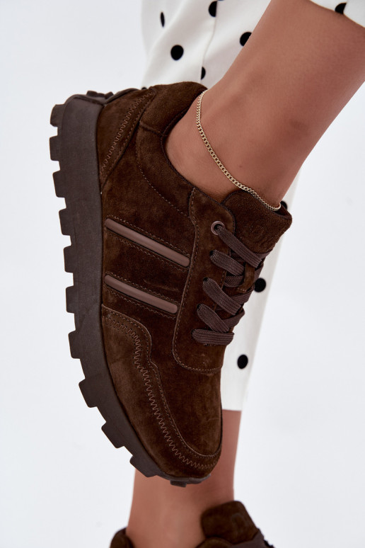 sneakers in suede sintetico D&A LR62-7101 in marrone