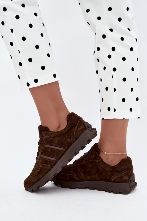 sneakers in suede sintetico D&A LR62-7101 in marrone