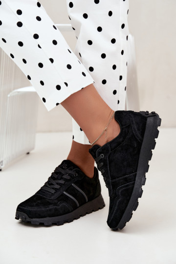 sneakers in suede sintetico D&A LR62-7101 in nero