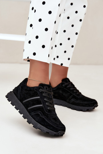sneakers in suede sintetico D&A LR62-7101 in nero 2