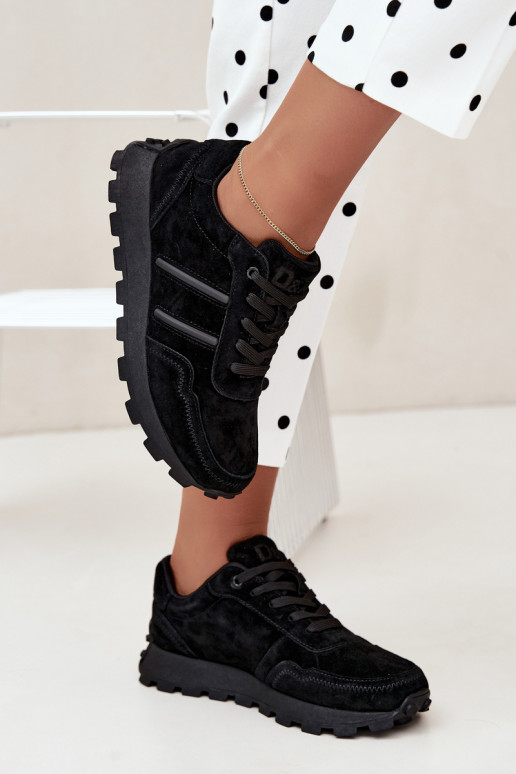 sneakers in suede sintetico D&A LR62-7101 in nero
