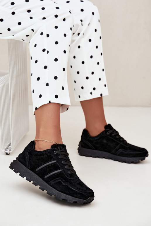 sneakers in suede sintetico D&A LR62-7101 in nero