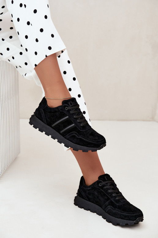 sneakers in suede sintetico D&A LR62-7101 in nero
