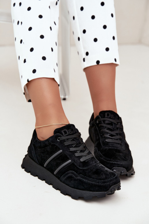 sneakers in suede sintetico D&A LR62-7101 in nero
