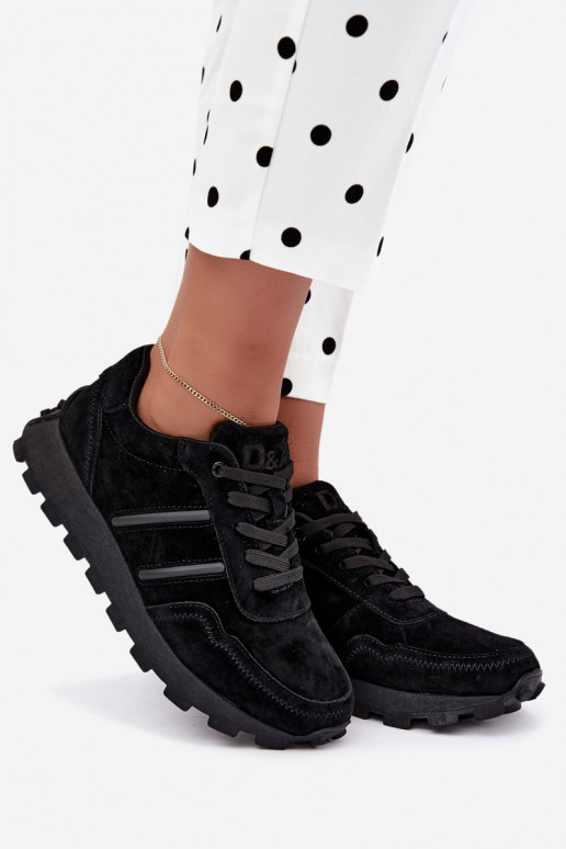 sneakers in suede sintetico D&A LR62-7101 in nero