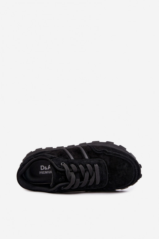 sneakers in suede sintetico D&A LR62-7101 in nero