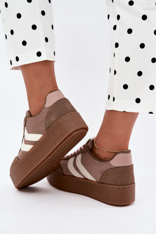 Sneakers khaki con piattaforma e cinturini Kaya