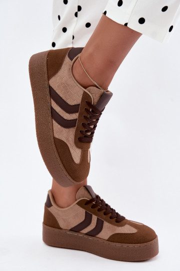 Sneakers marroni con piattaforma e cinturini Kaya