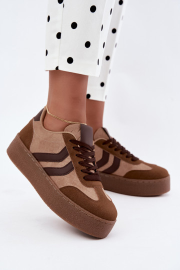 Sneakers marroni con piattaforma e cinturini Kaya 2