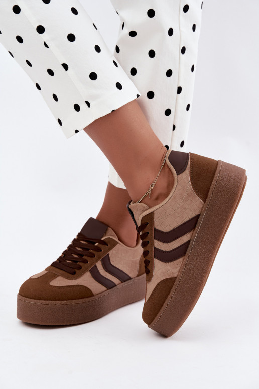Sneakers marroni con piattaforma e cinturini Kaya