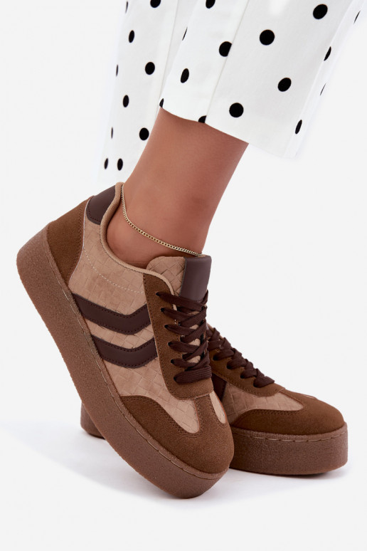 Sneakers marroni con piattaforma e cinturini Kaya
