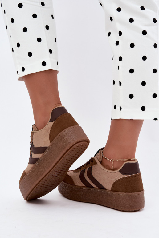Sneakers marroni con piattaforma e cinturini Kaya