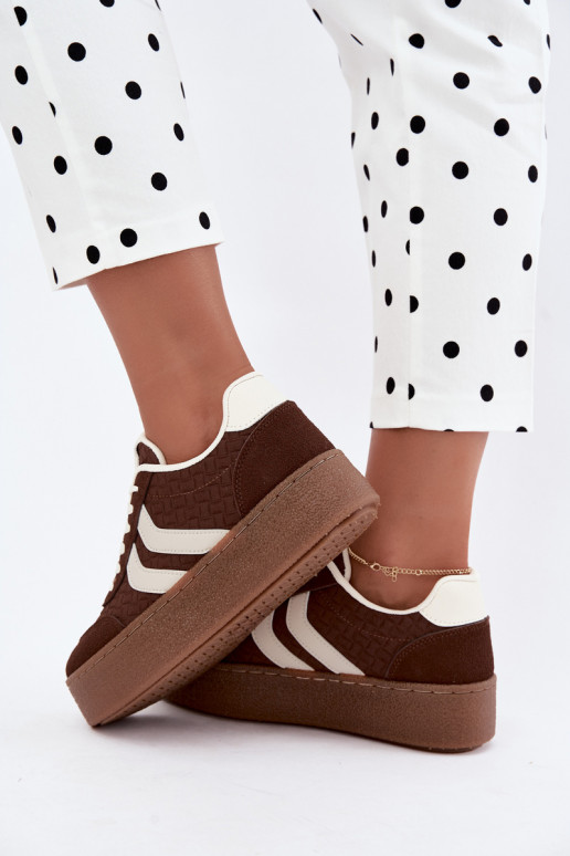 Sneakers marroni con piattaforma e cinturini Kaya