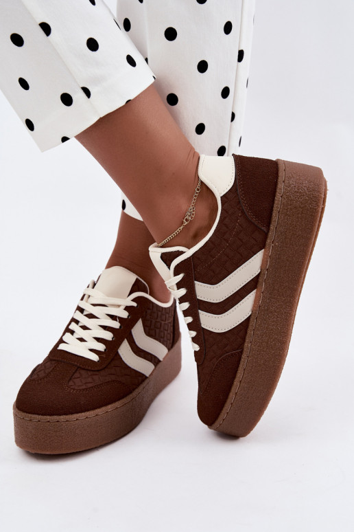 Sneakers marroni con piattaforma e cinturini Kaya