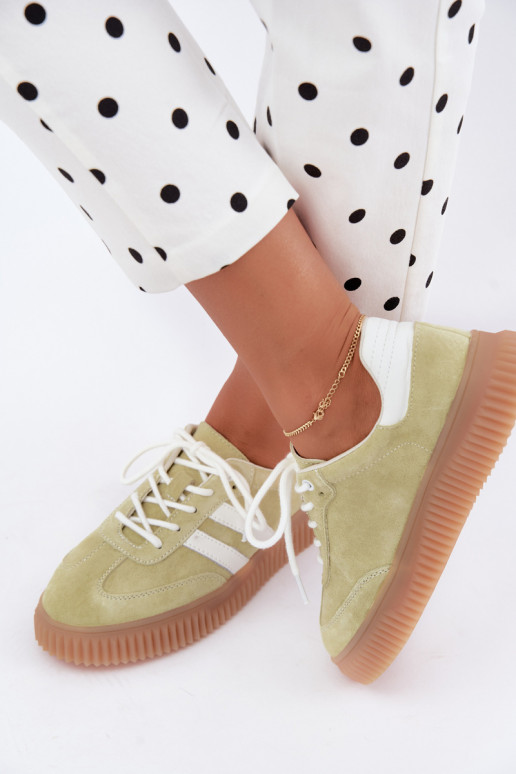 Sneakers lime in finta suede con piattaforma