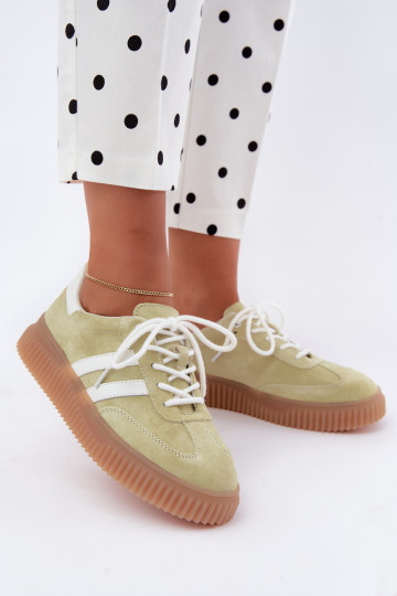 Sneakers lime in finta suede con piattaforma 2