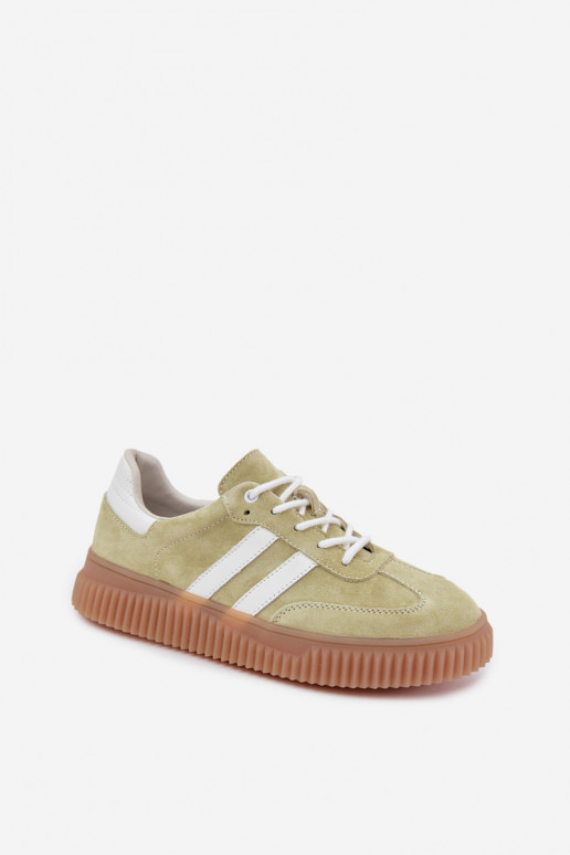 Sneakers lime in finta suede con piattaforma