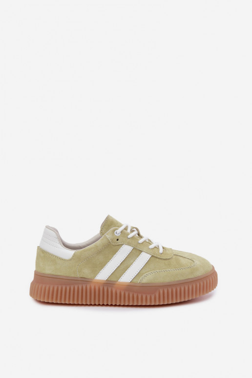 Sneakers lime in finta suede con piattaforma