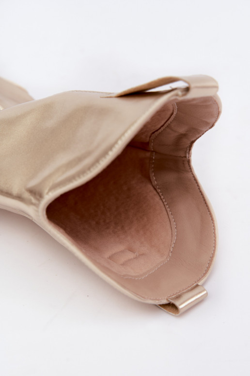 stivali alti in stile cowboy con tacco in colore oro