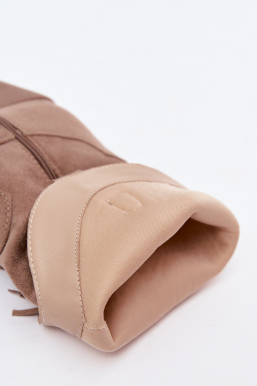 Stivaletti da donna in stile cowboy con frange e decorazioni in colore sabbia Perlia