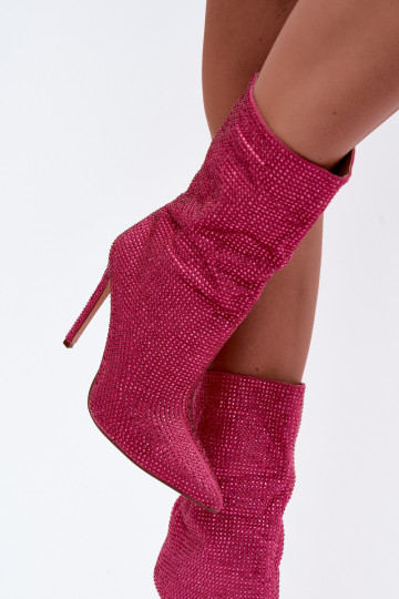 Stivaletti da donna decorati con tacco sottile in colore rosa Galessa 2