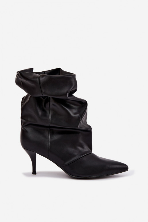 Stivaletti da donna slouchy slip-on con tacco sottile in colore nero Harissa