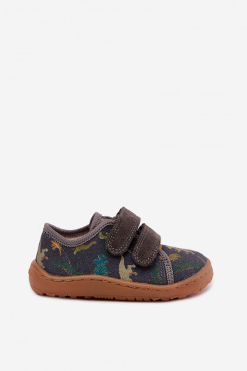 Pantofole Barefoot per bambini con dinosauri Froddo Canvas G1700440-31 Grigie 2