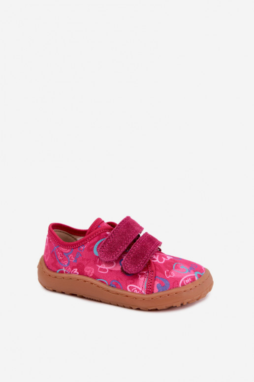 Pantofole Barefoot per bambini con cuori Froddo Canvas G1700440-24 Rosa