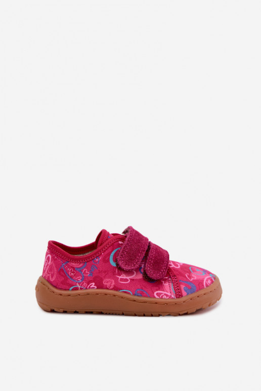 Pantofole Barefoot per bambini con cuori Froddo Canvas G1700440-24 Rosa