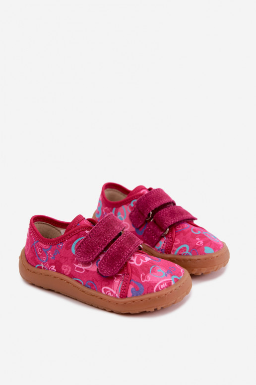 Pantofole Barefoot per bambini con cuori Froddo Canvas G1700440-24 Rosa