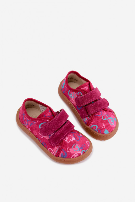 Pantofole Barefoot per bambini con cuori Froddo Canvas G1700440-24 Rosa