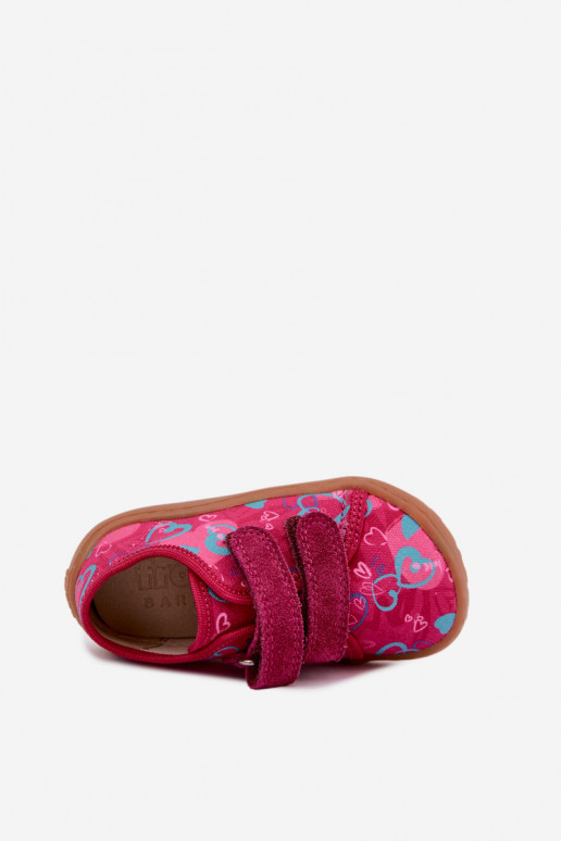 Pantofole Barefoot per bambini con cuori Froddo Canvas G1700440-24 Rosa