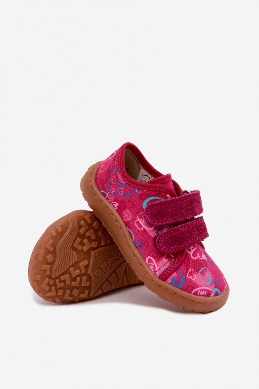 Pantofole Barefoot per bambini con cuori Froddo Canvas G1700440-24 Rosa