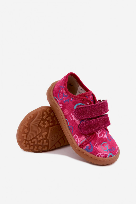 Pantofole Barefoot per bambini con cuori Froddo Canvas G1700440-24 Rosa
