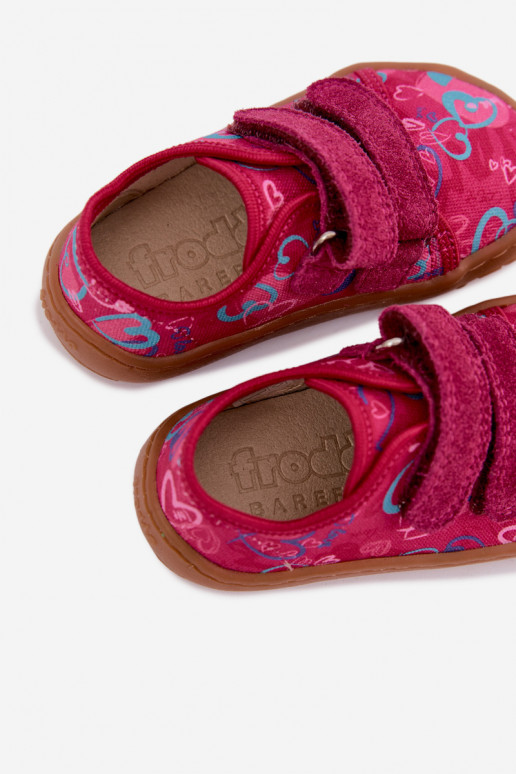 Pantofole Barefoot per bambini con cuori Froddo Canvas G1700440-24 Rosa