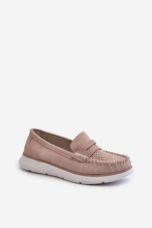 Mocassini in suede su piattaforma Sergio Leone SP012 beige