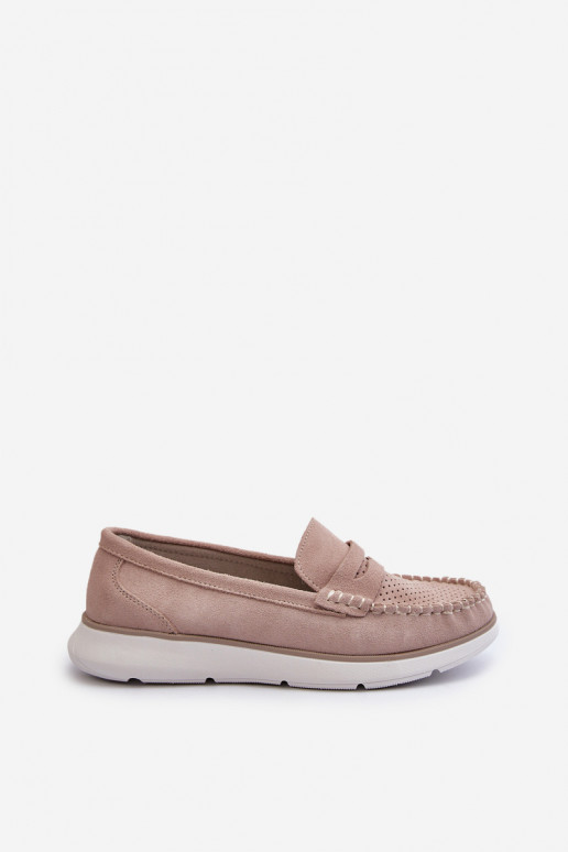 Mocassini in suede su piattaforma Sergio Leone SP012 beige