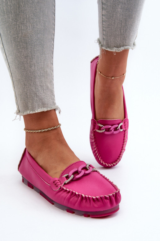 Mocassini in pelle da donna con ornamenti S.Barski LR339 rosa