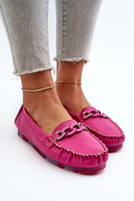 Mocassini in pelle da donna con ornamenti S.Barski LR339 rosa