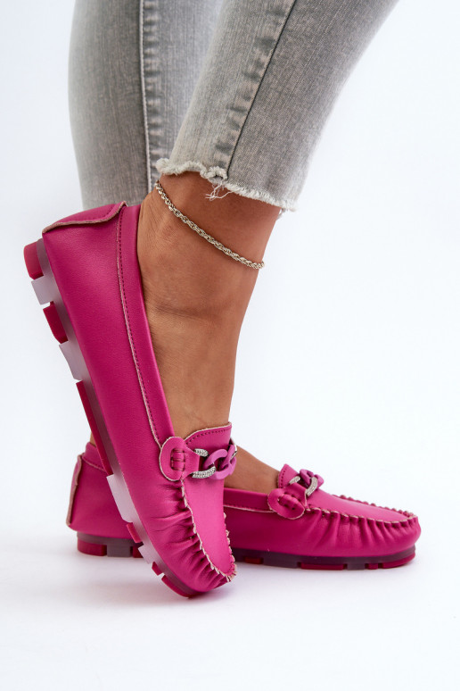 Mocassini in pelle da donna con ornamenti S.Barski LR339 rosa