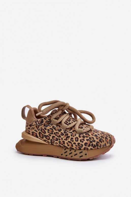 Sneakers in suede da donna con piattaforma e stampa leopardata Artiker 55C0135 marroni