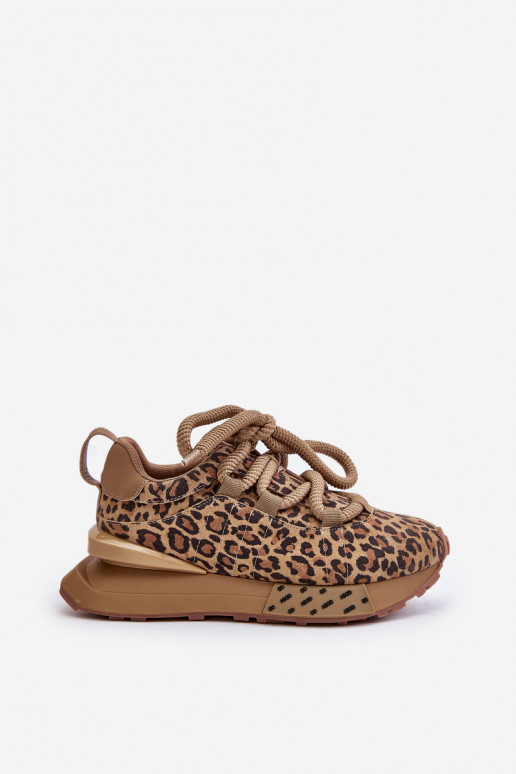 Sneakers in suede da donna con piattaforma e stampa leopardata Artiker 55C0135 marroni