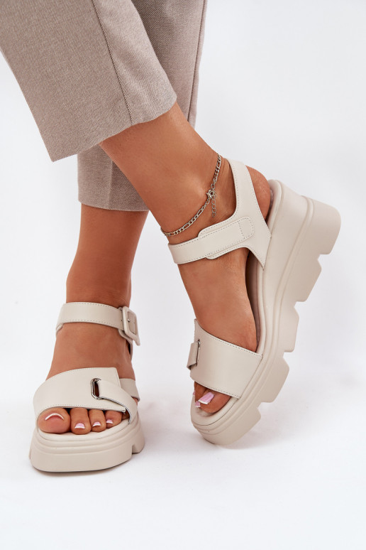 Sandali da donna su piattaforma Artiker 54C1624 beige